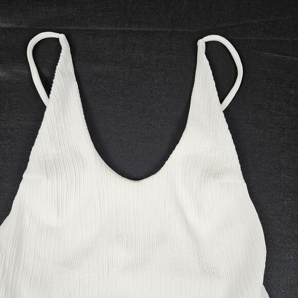 Minimalist White One Piece Swimsuit Womens M Ribbed Resort Cruise Vacation Beach - Picture 11 of 15